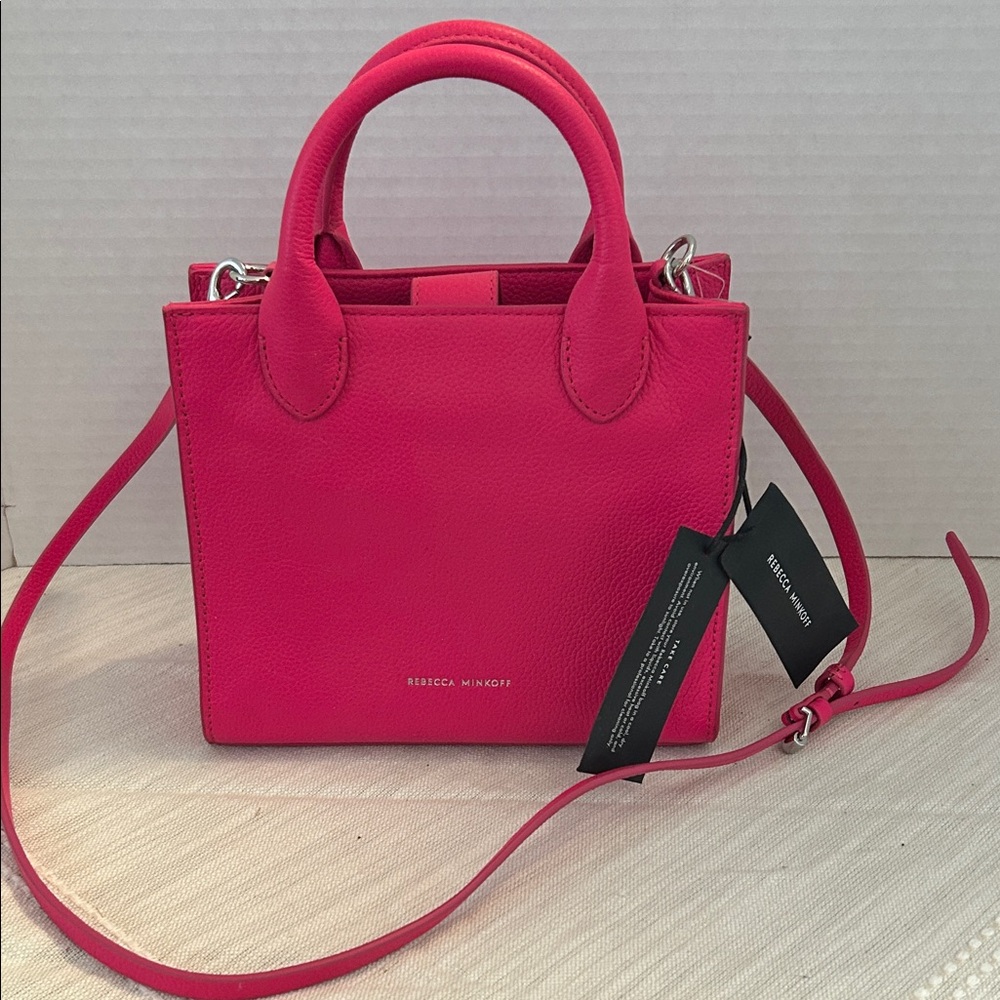 Rebecca Minkoff- $228 Megan Mini Tote, in Flamingo Satchel, Crossbody, NWT